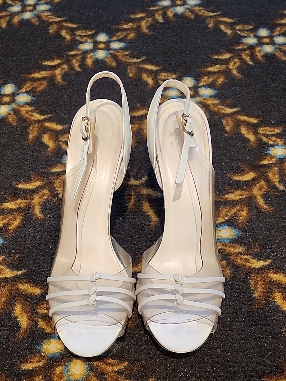 Women's White Strappy Slingback Heels